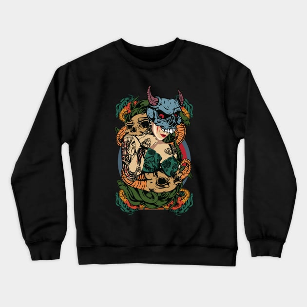 Lady Skull Crewneck Sweatshirt by gblackid